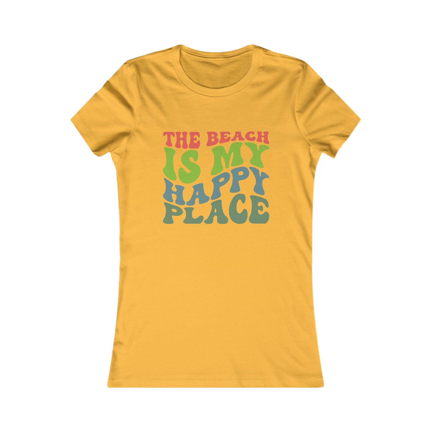 Women's Tee — "The Beach Is My Happy Place" Retro Graphic