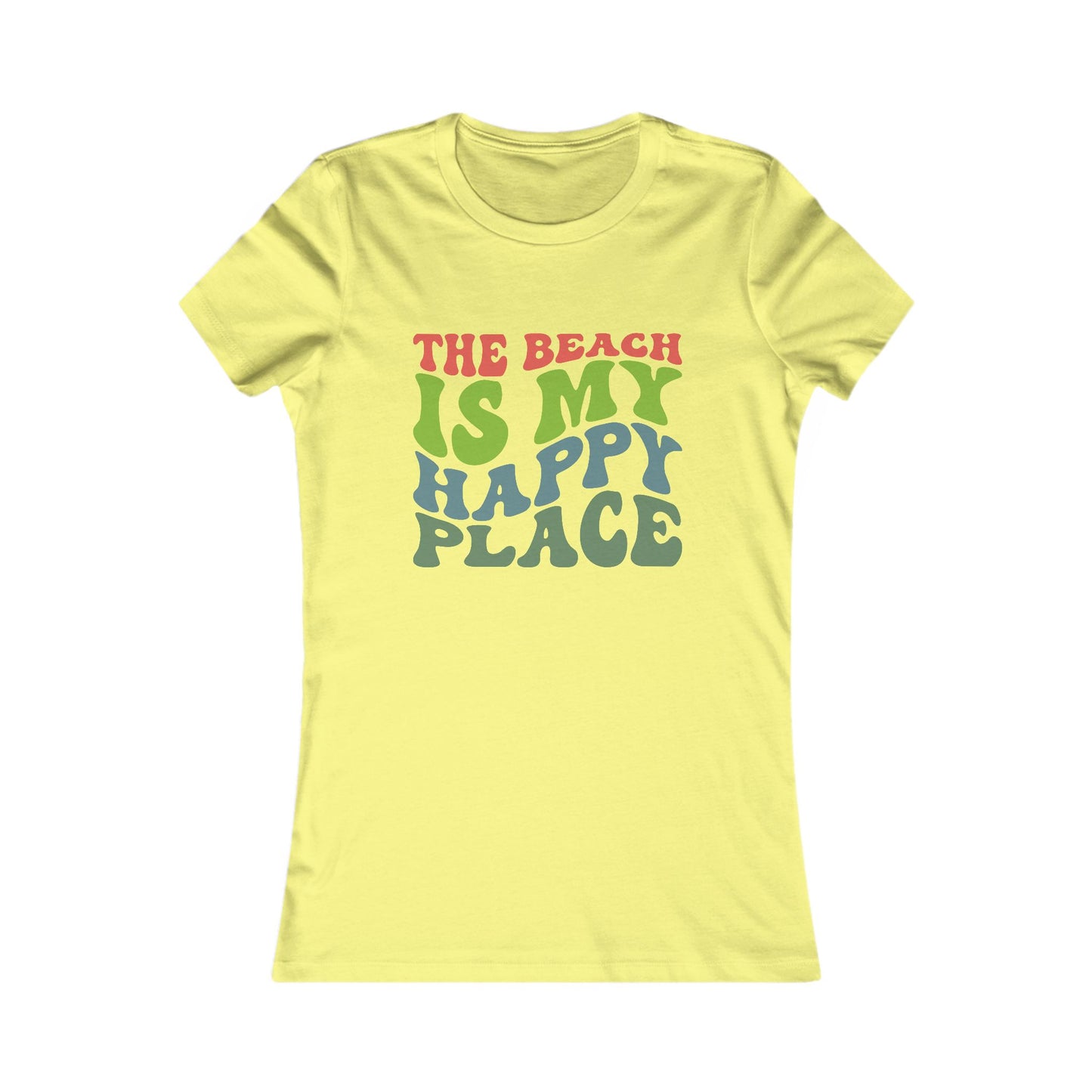 Women's Tee — "The Beach Is My Happy Place" Retro Graphic