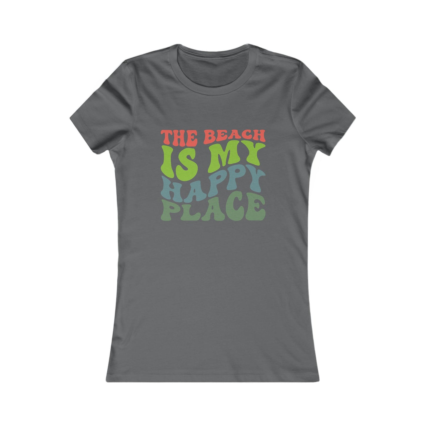 Women's Tee — "The Beach Is My Happy Place" Retro Graphic