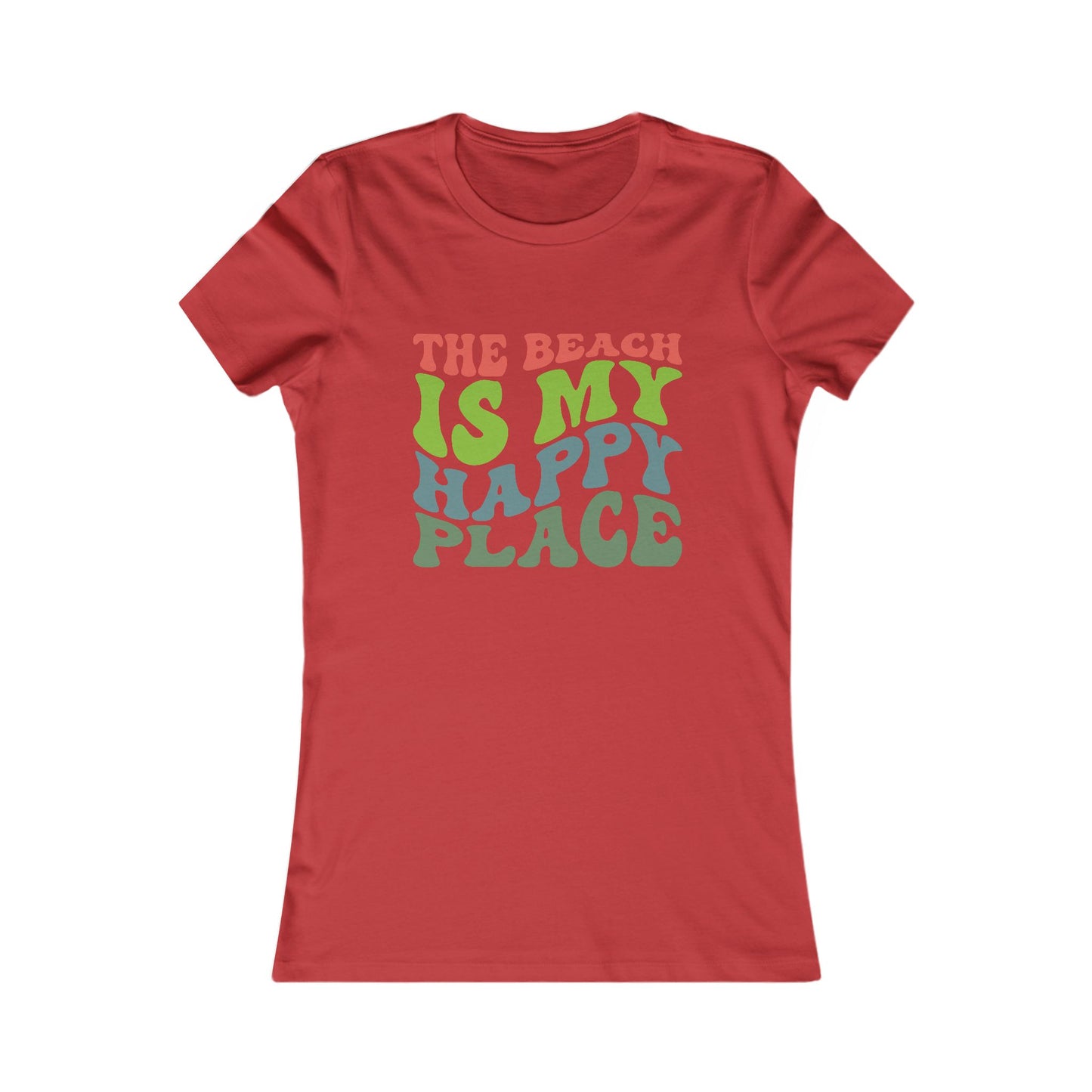 Women's Tee — "The Beach Is My Happy Place" Retro Graphic