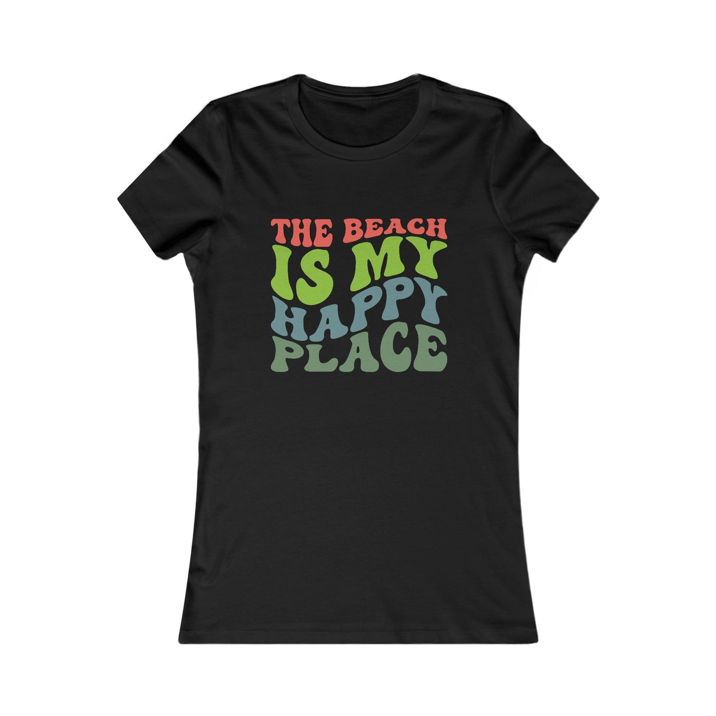 Women's Tee — "The Beach Is My Happy Place" Retro Graphic