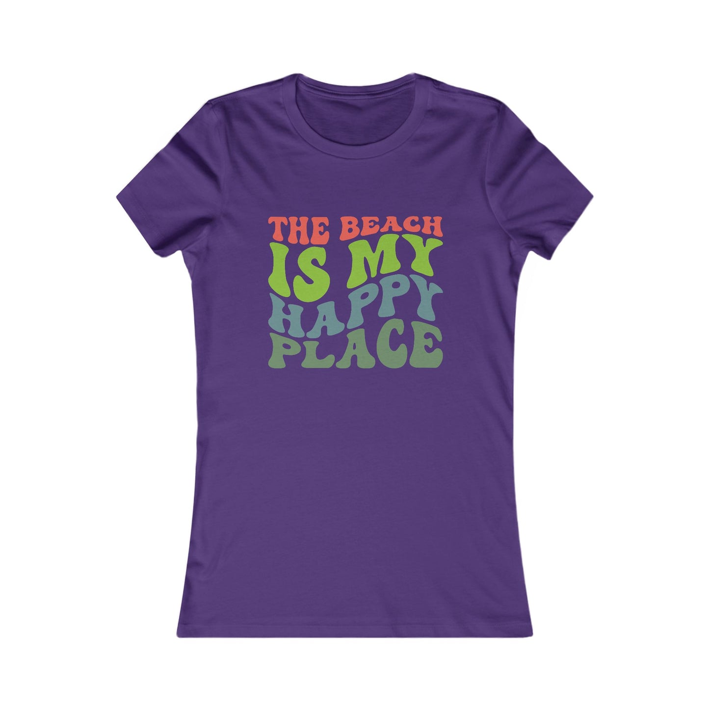 Women's Tee — "The Beach Is My Happy Place" Retro Graphic