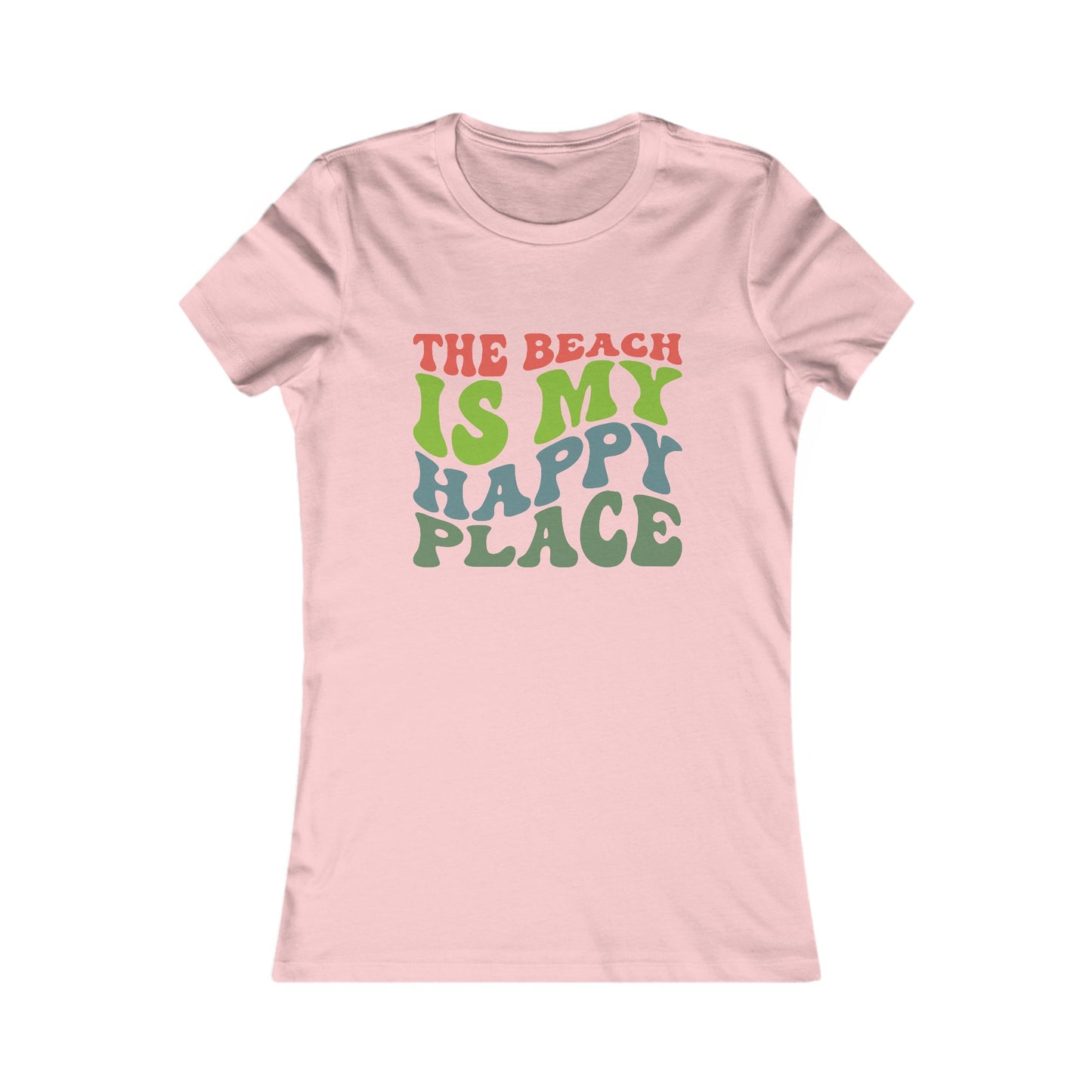 Women's Tee — "The Beach Is My Happy Place" Retro Graphic