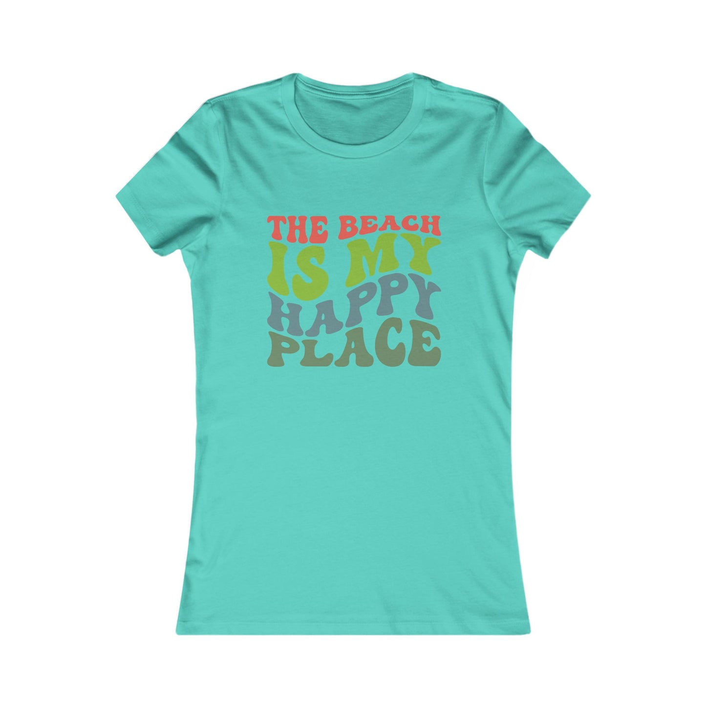 Women's Tee — "The Beach Is My Happy Place" Retro Graphic