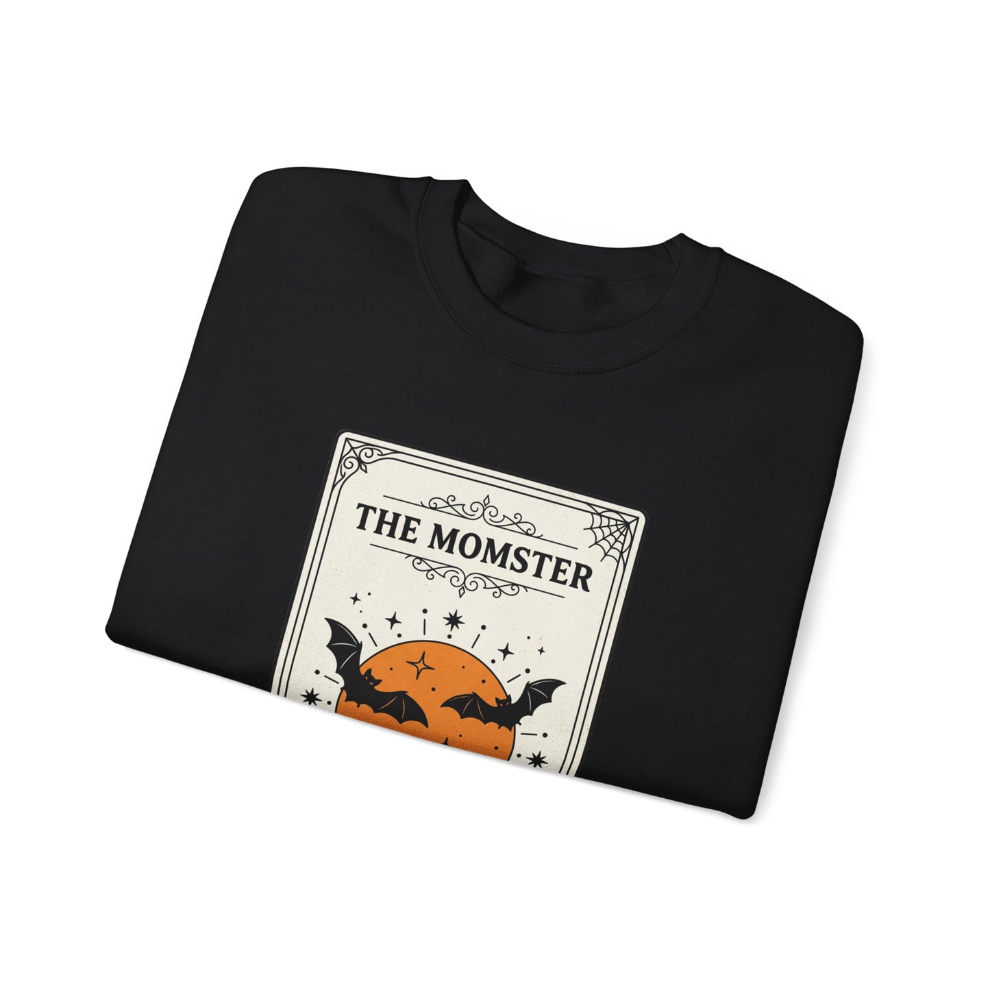 Momster Halloween Crest Crewneck Sweatshirt | bats, pumpkin, gothic vintage