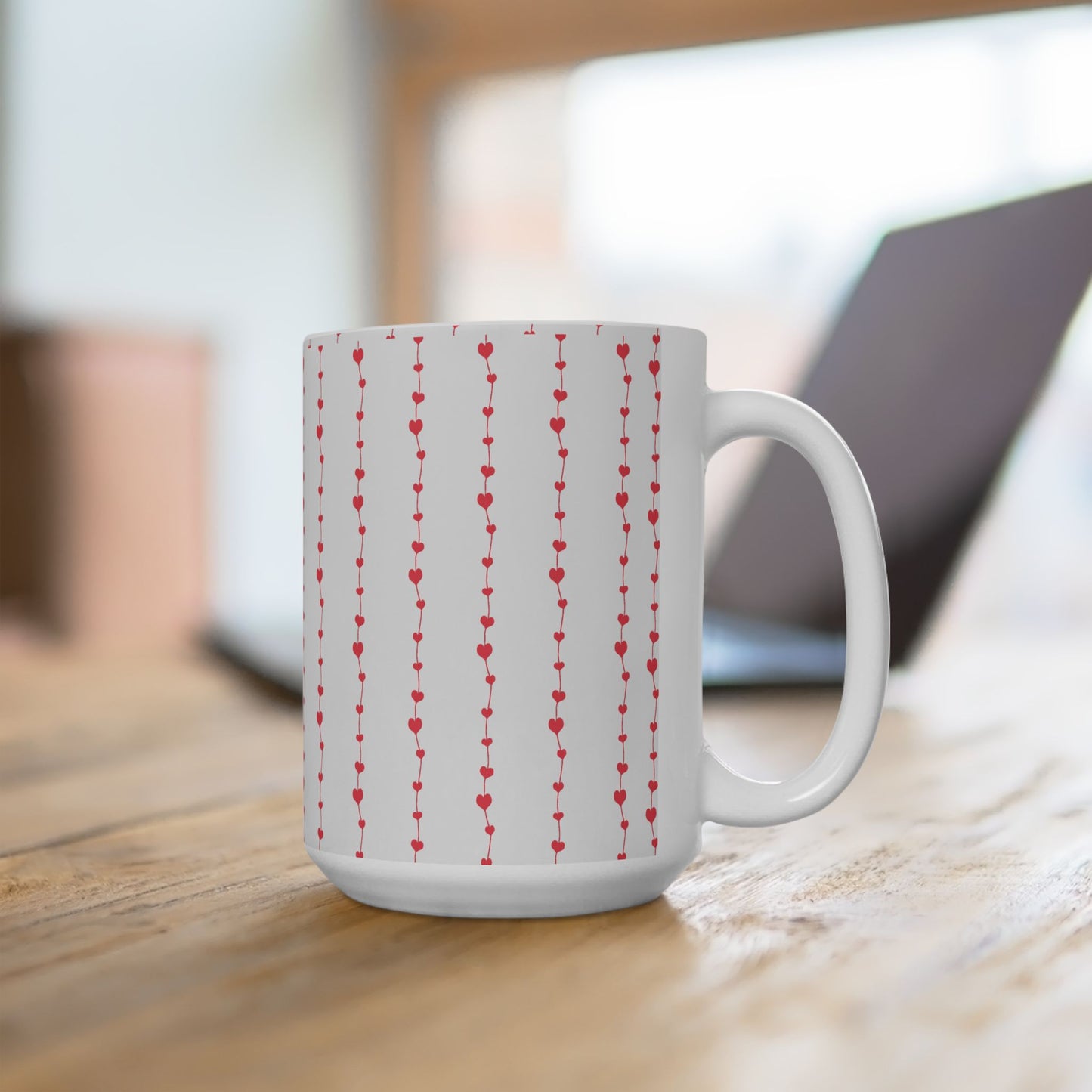 Pink Heart Garland Ceramic Mug — Romantic Valentine’s Coffee Cup (11oz, 15oz)