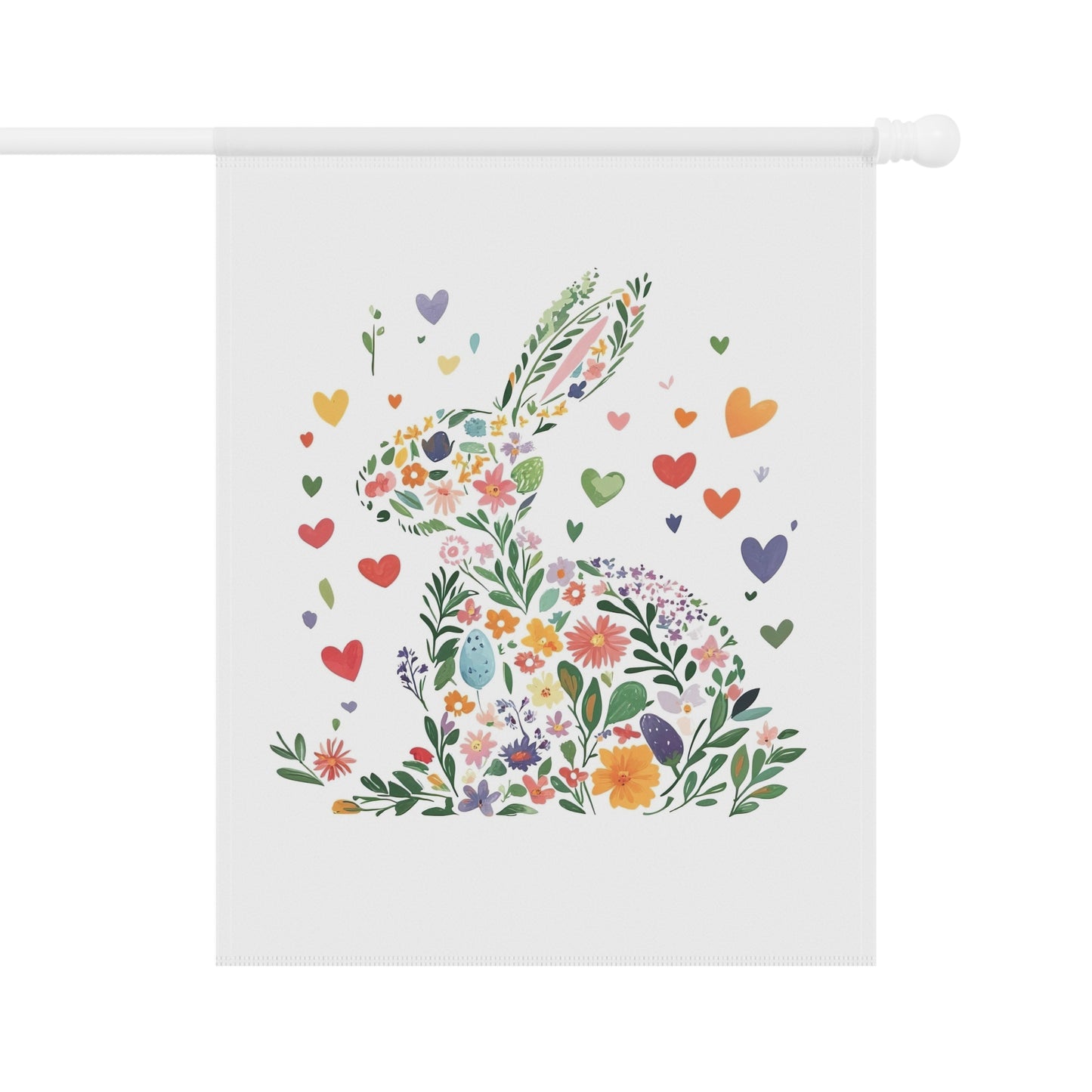 Floral Rabbit Garden Banner – Spring Decor for Easter Celebrations and Bunny Love