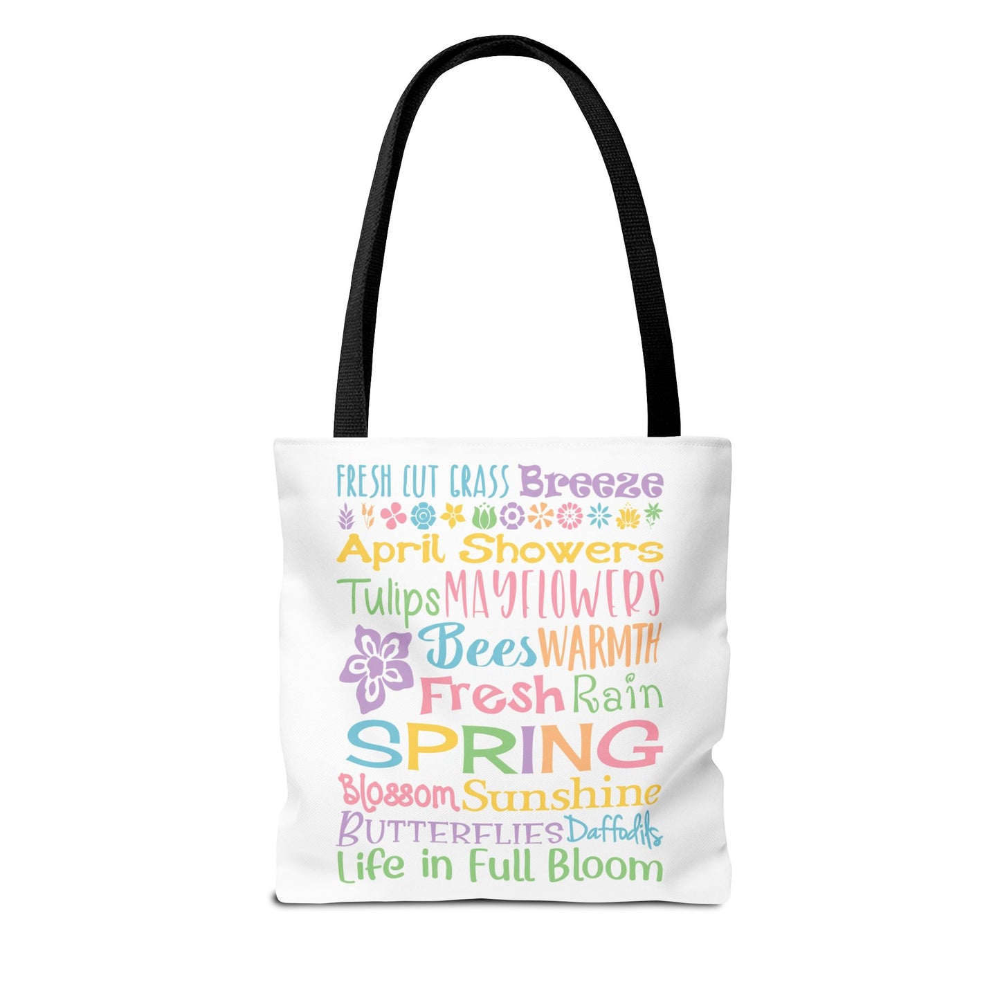 Spring Words Tote Bag — Pastel Floral Typography Tote