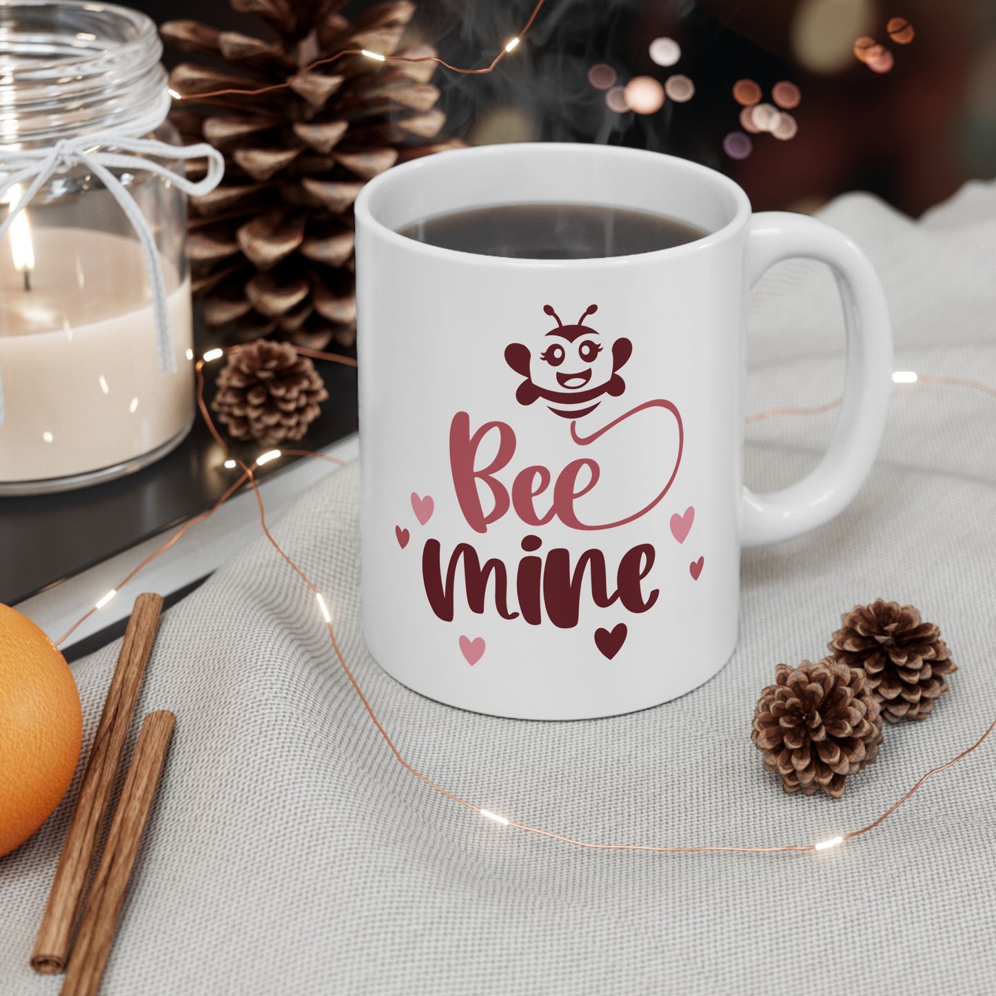 Bee Mine Valentine's Ceramic Mug — Cute 11oz & 15oz Coffee Cup