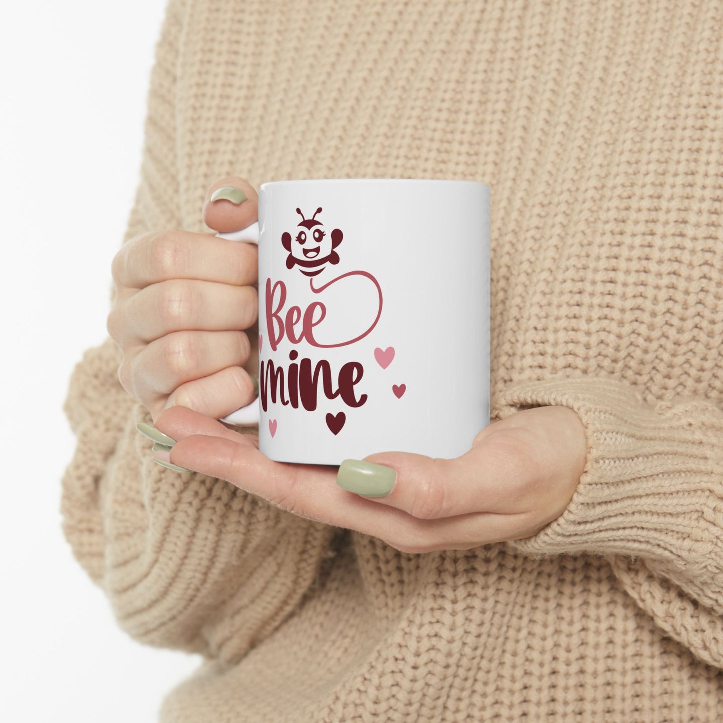 Bee Mine Valentine's Ceramic Mug — Cute 11oz & 15oz Coffee Cup