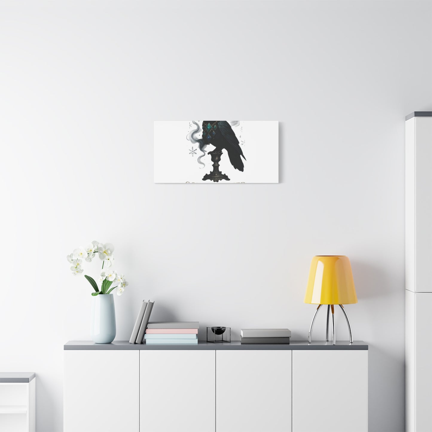 Gothic Raven Canvas Art – “Gothic Cheer, Give Me Fear” Matte Stretched Wall Decor