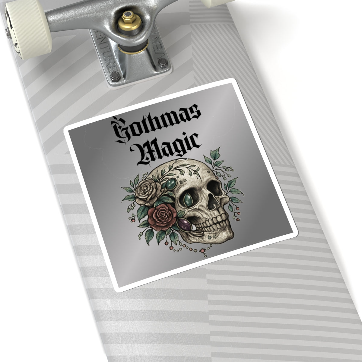 Gothmas Magic Skull Sticker — Gothic Floral Kiss-Cut Sticker