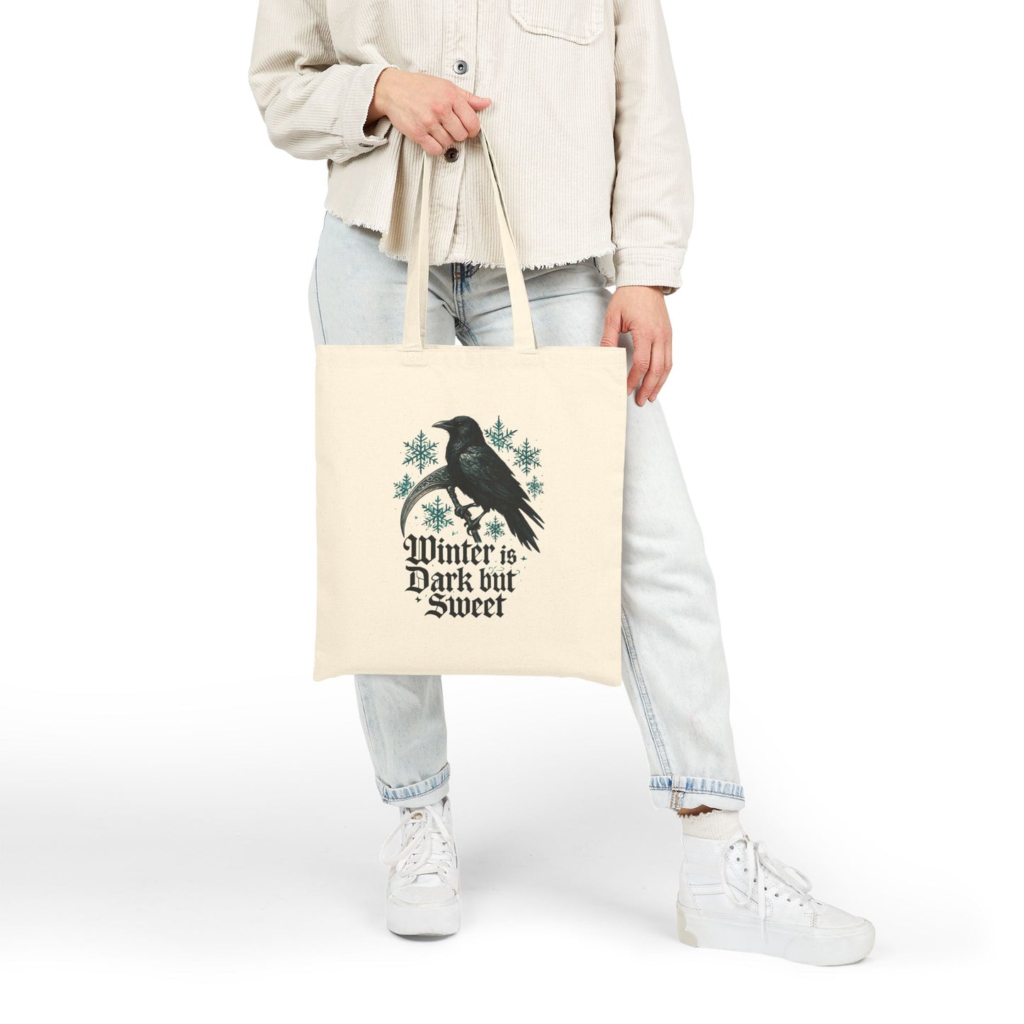 Tote Bag — "Winter is Dark but Sweet" Raven Canvas Tote