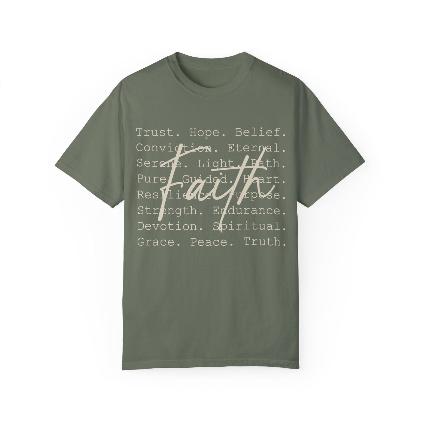 Faith-Inspired Unisex Garment-Dyed T-Shirt – Trust, Hope, Belief - Spiritual Apparel For Moms, Dads, Christians