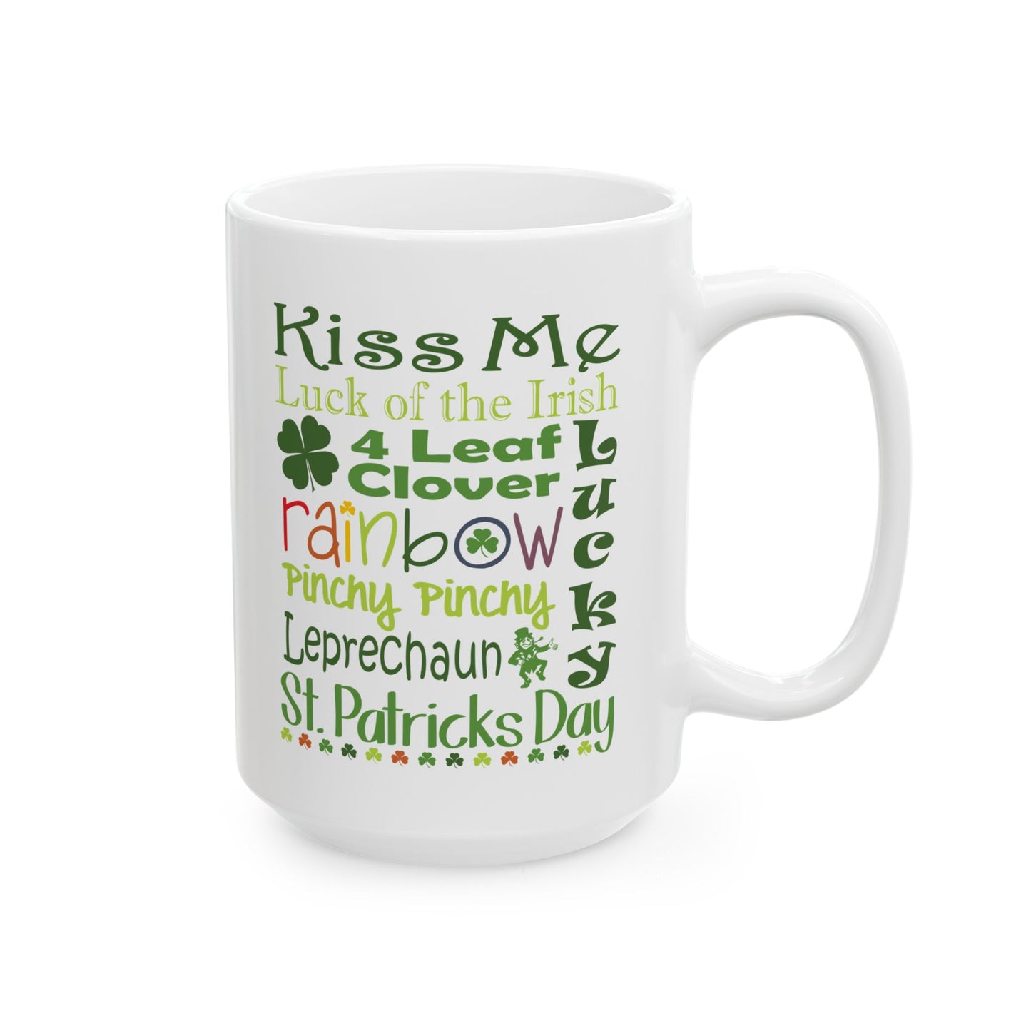 St. Patrick's Day Word Cloud Riot White Ceramic Mug — 11oz & 15oz