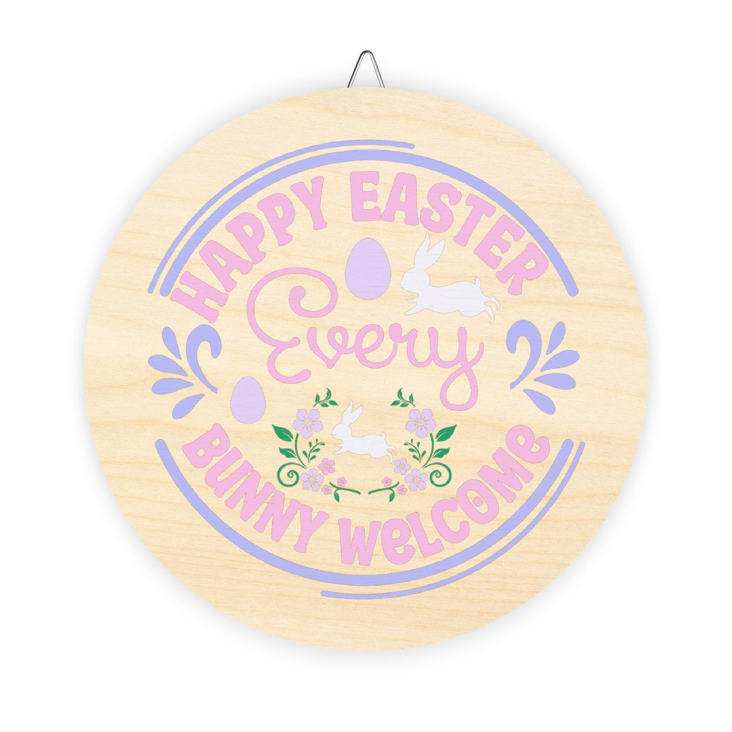 Easter Welcome Wood Sign - Bunny Decor