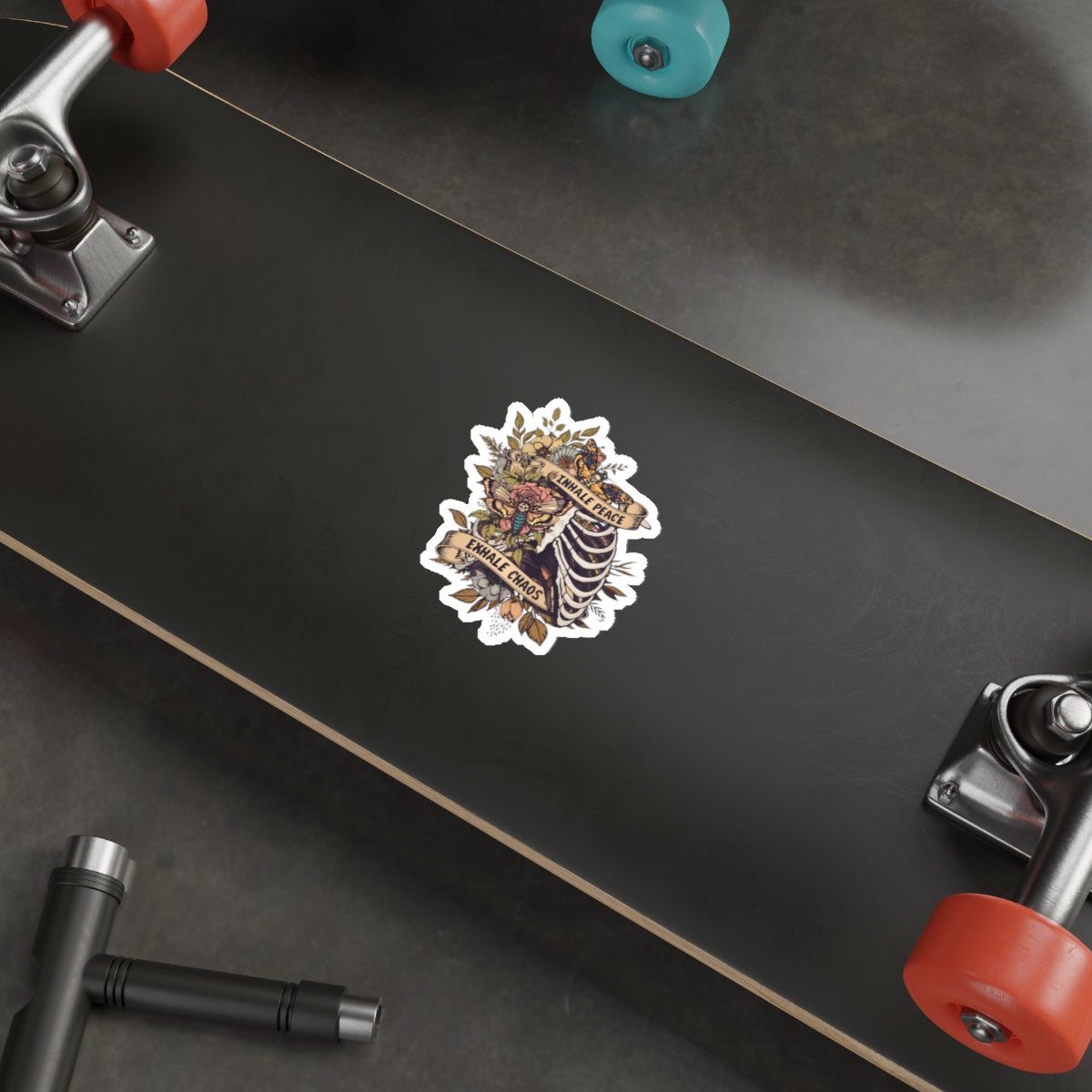 Inhale Peace, Exhale Chaos Skull Sticker