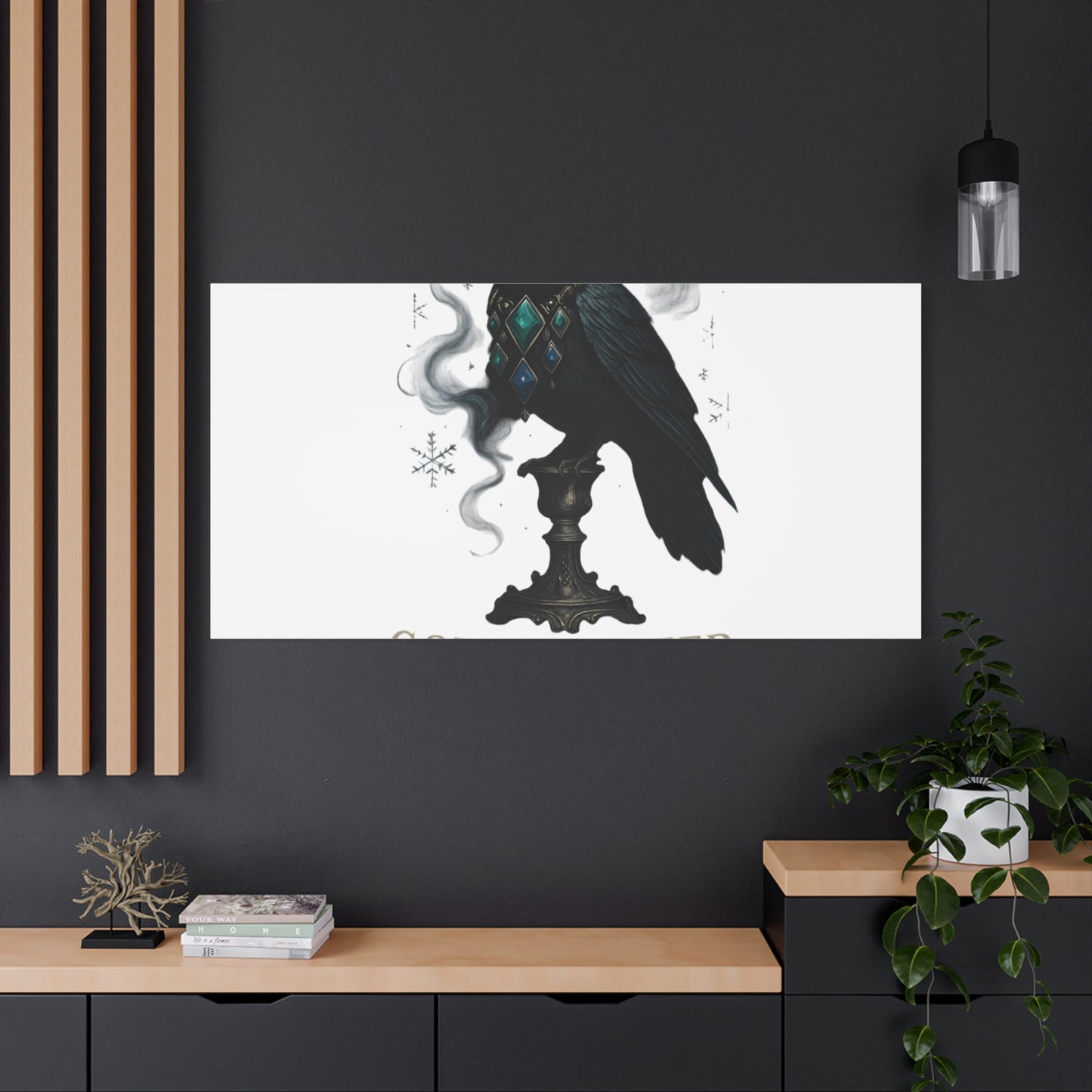 Gothic Raven Canvas Art – “Gothic Cheer, Give Me Fear” Matte Stretched Wall Decor