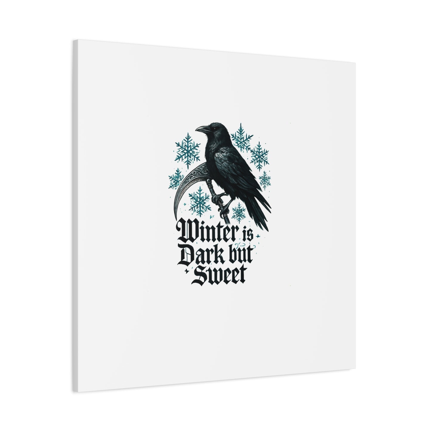 Raven Winter Canvas Art — “Winter is Dark but Sweet” Stretched Matte Print