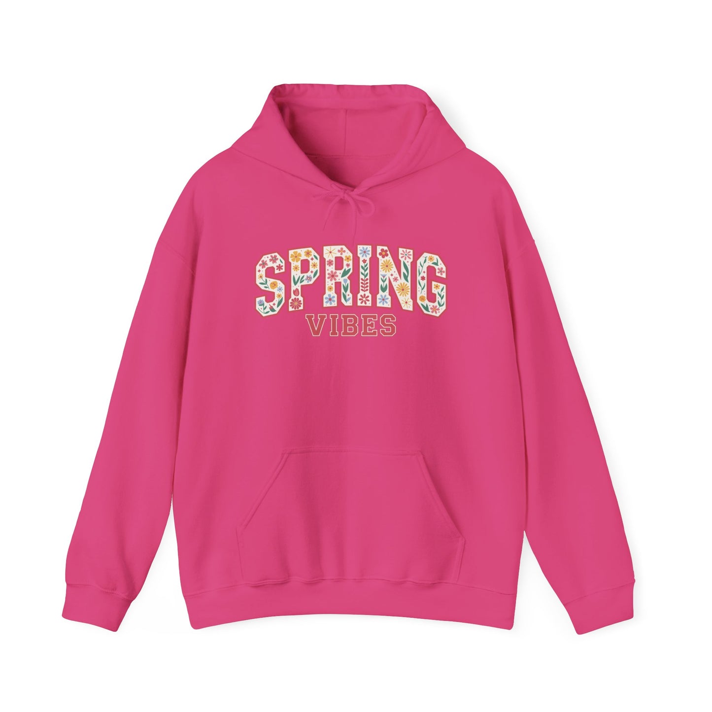 Spring Vibes Hoodie — Floral Pattern Graphic Hooded Sweatshirt