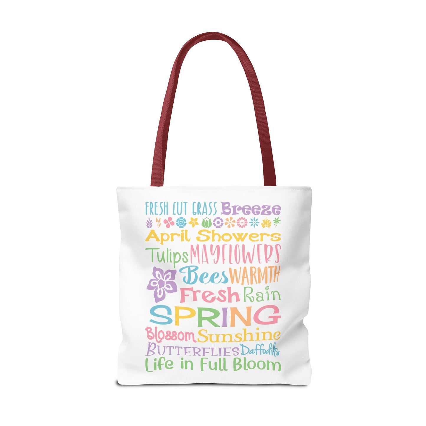 Spring Words Tote Bag — Pastel Floral Typography Tote