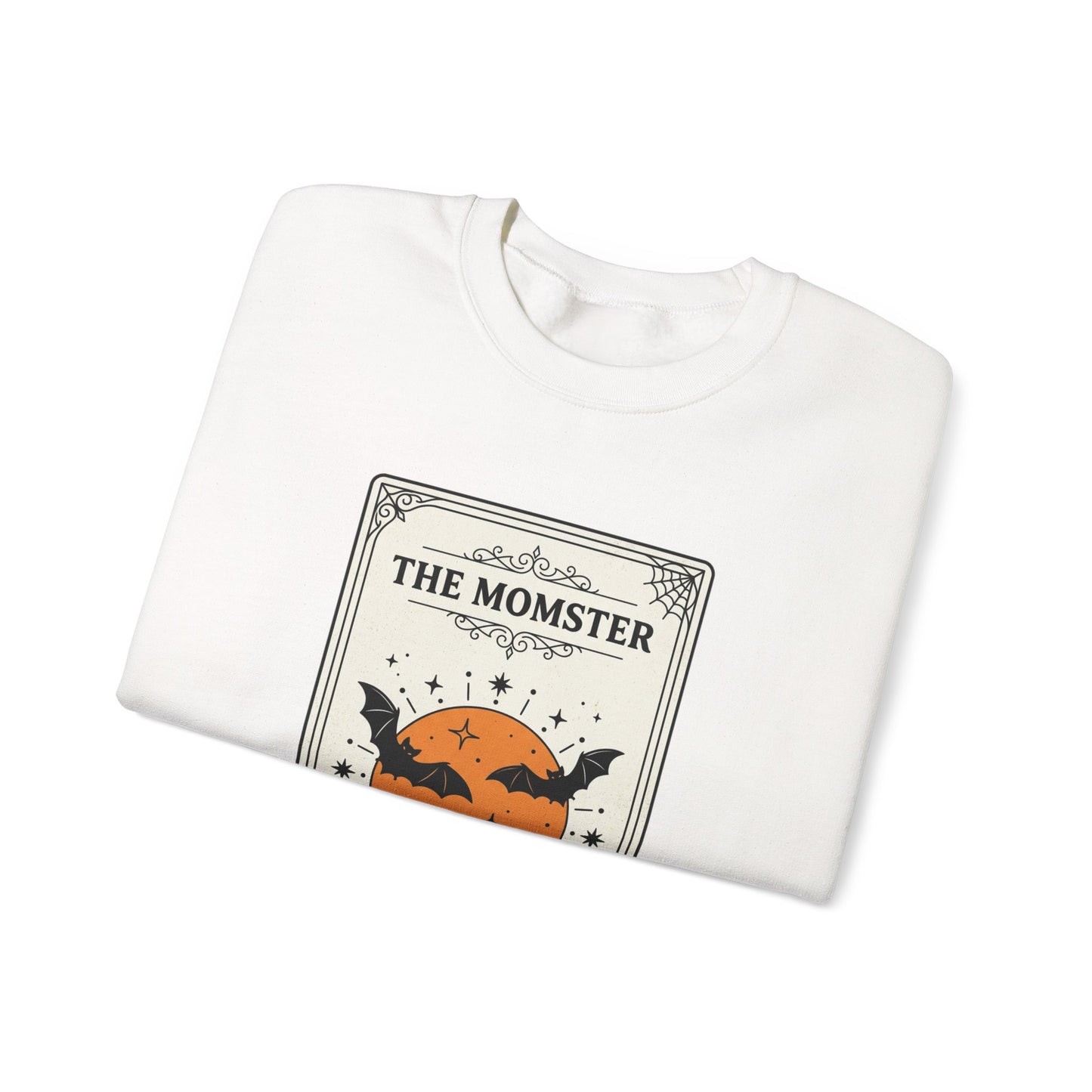 Momster Halloween Crest Crewneck Sweatshirt | bats, pumpkin, gothic vintage