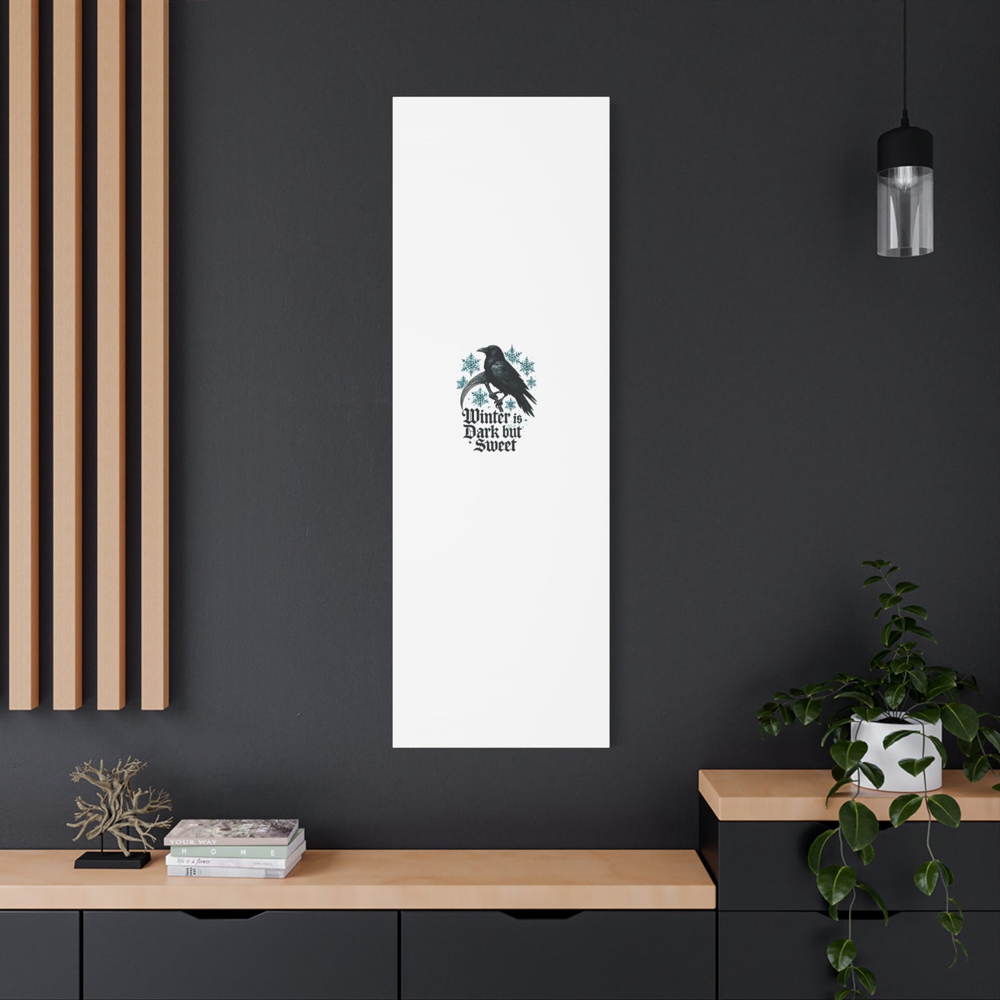 Raven Winter Canvas Art — “Winter is Dark but Sweet” Stretched Matte Print