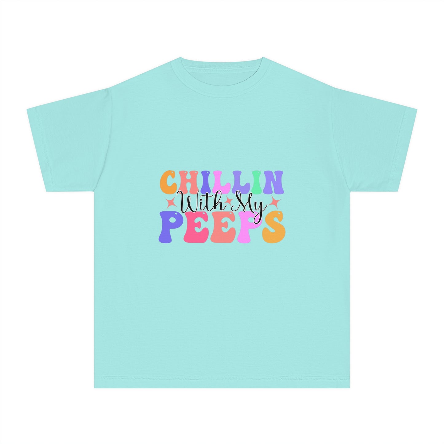 Chillin With My Peeps Youth Midweight Tee, Fun Graphic T-Shirt, Children's Summer Shirt, Casual Playwear, Gift for Kids, Youth Clothing