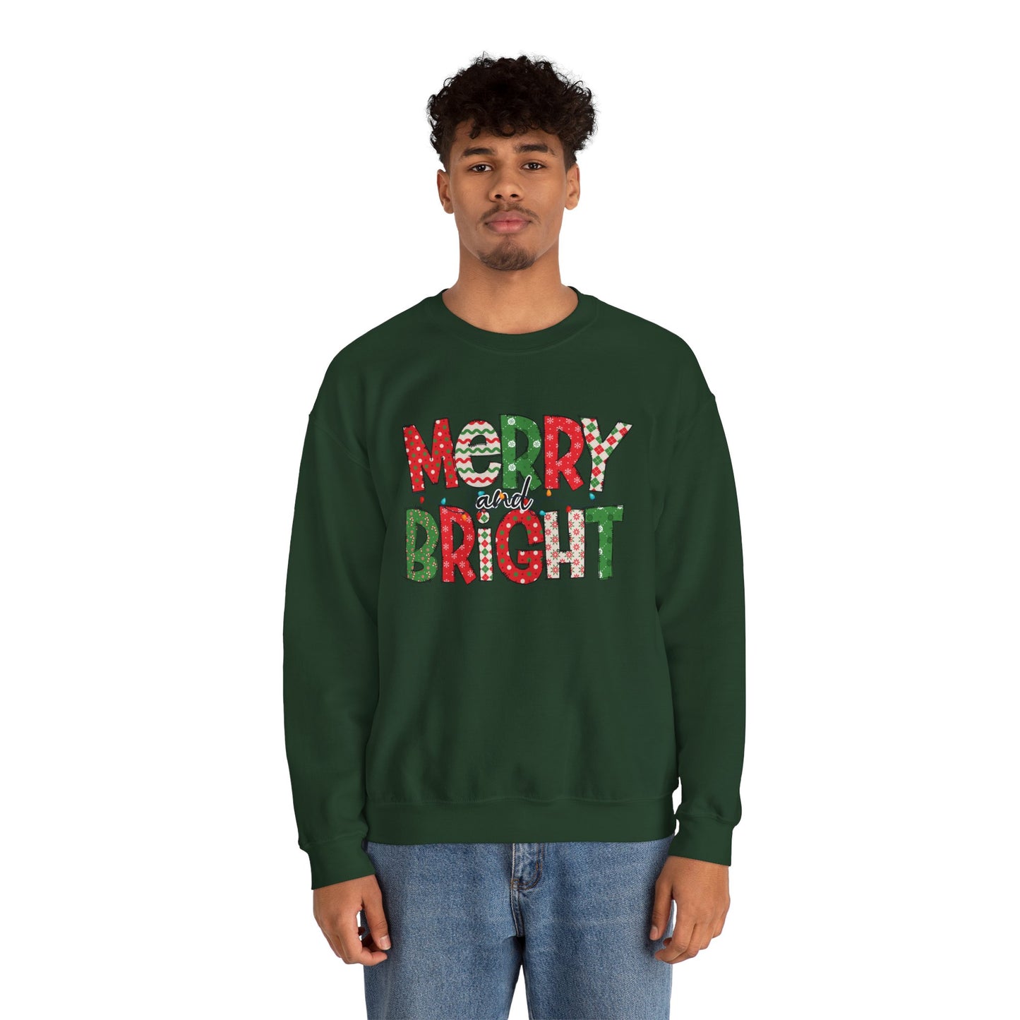 Merry and Bright Crewneck Sweatshirt — Festive Holiday Sweatshirt