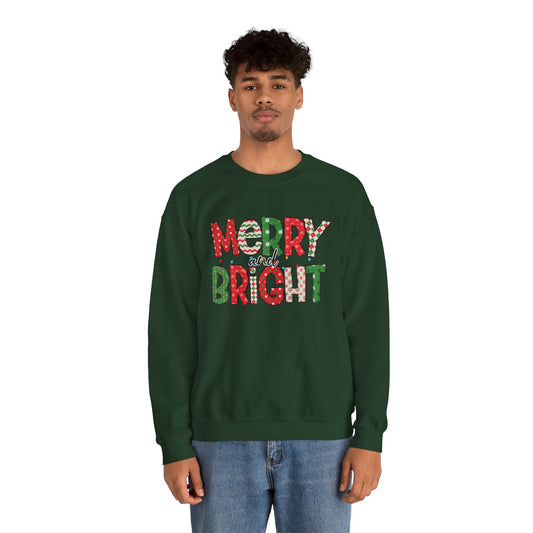 Merry and Bright Crewneck Sweatshirt — Festive Holiday Sweatshirt