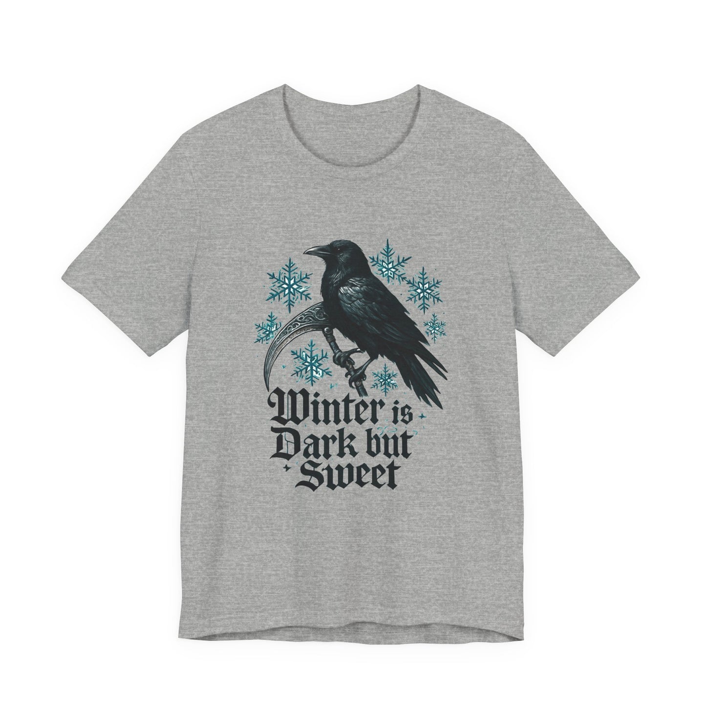 Raven Winter Tee — "Winter is Dark but Sweet" Gothic Snowflake T-Shirt