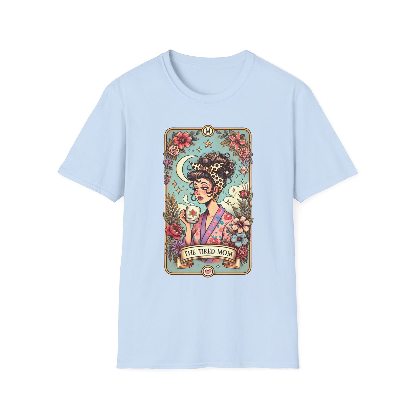 The Tired Mom Tarot Softstyle T-Shirt - Relaxed Fit Floral Design for Everyday Comfort