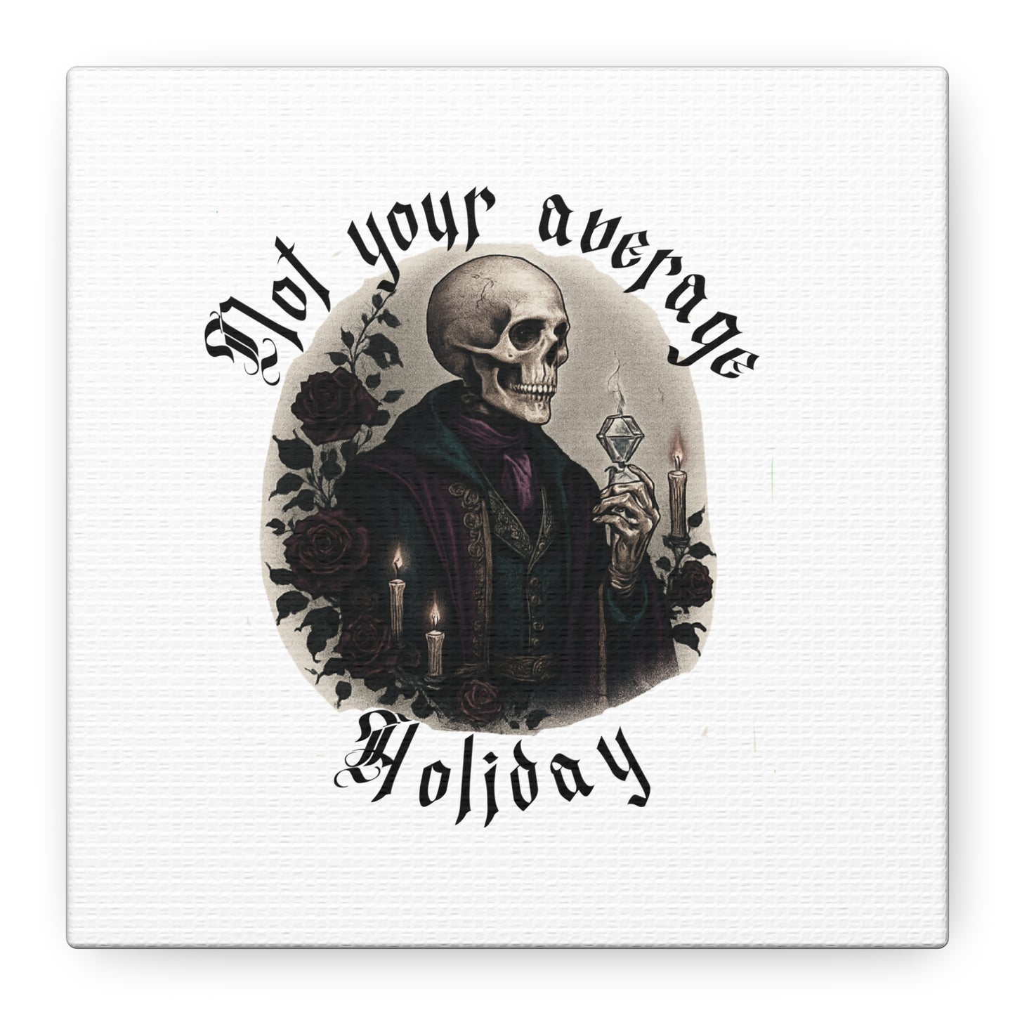 Skull Portrait Canvas Print — "Not Your Average Holiday" Gothic Wall Art