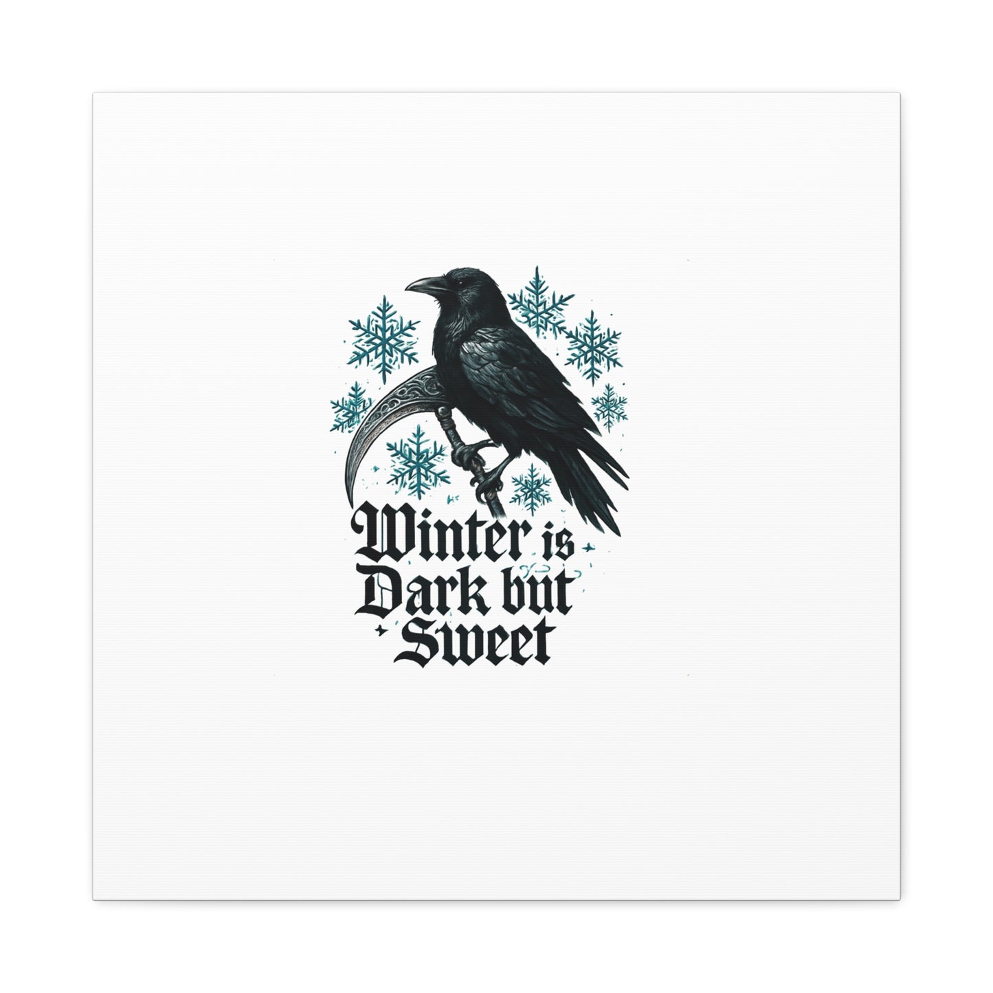 Raven Winter Canvas Art — “Winter is Dark but Sweet” Stretched Matte Print