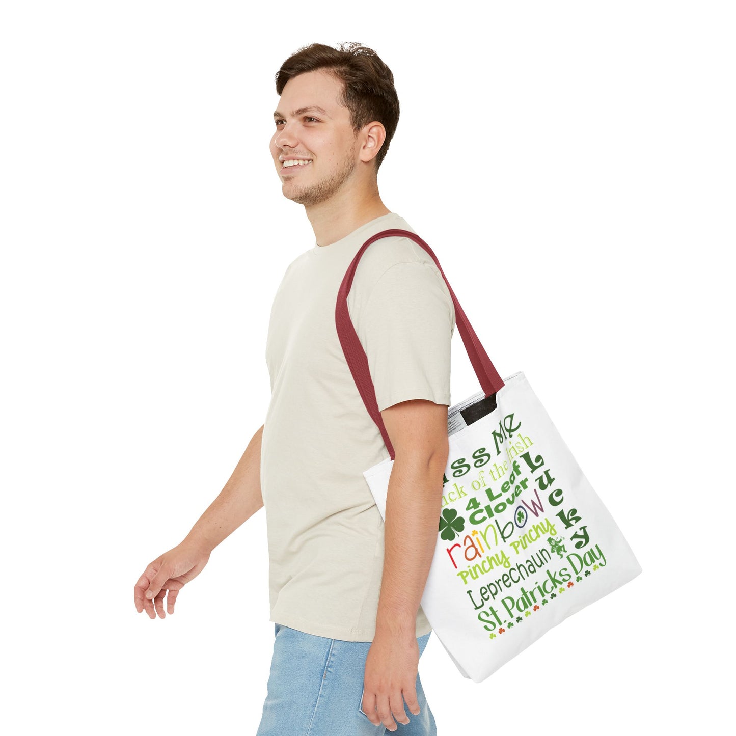 St. Patrick's Word Riot White Tote Bag — Bold Typographic Holiday Tote - 3 Sizes