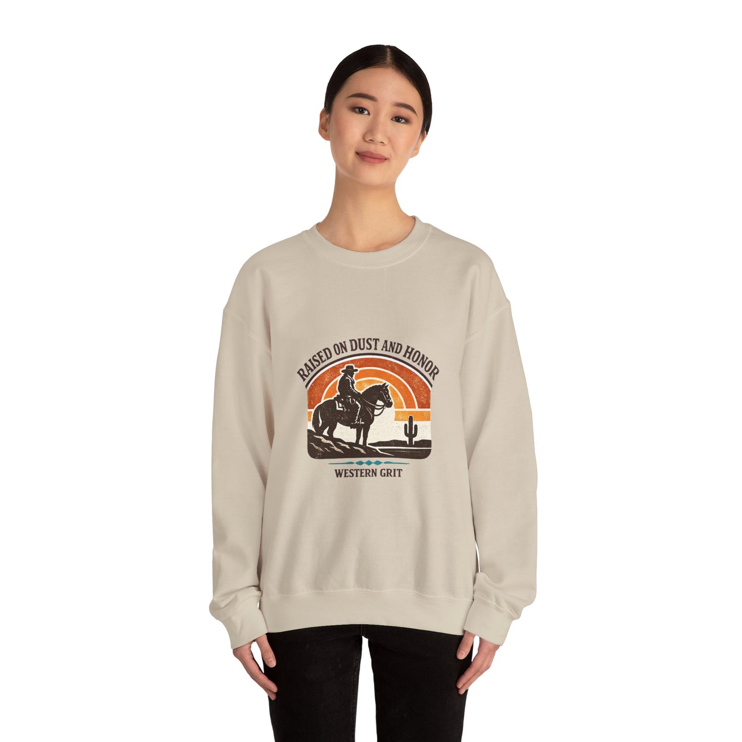 Raised on Dust and Honor Crewneck Sweatshirt | Western, Cowboy, Vintage Americana