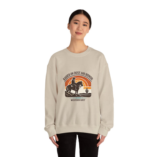Raised on Dust and Honor Crewneck Sweatshirt | Western, Cowboy, Vintage Americana