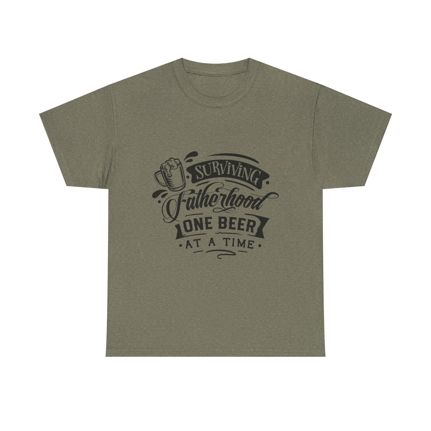 Surviving Fatherhood One Beer at a Time Dad Beer T-Shirt - Unisex Heavy Cotton Tee
