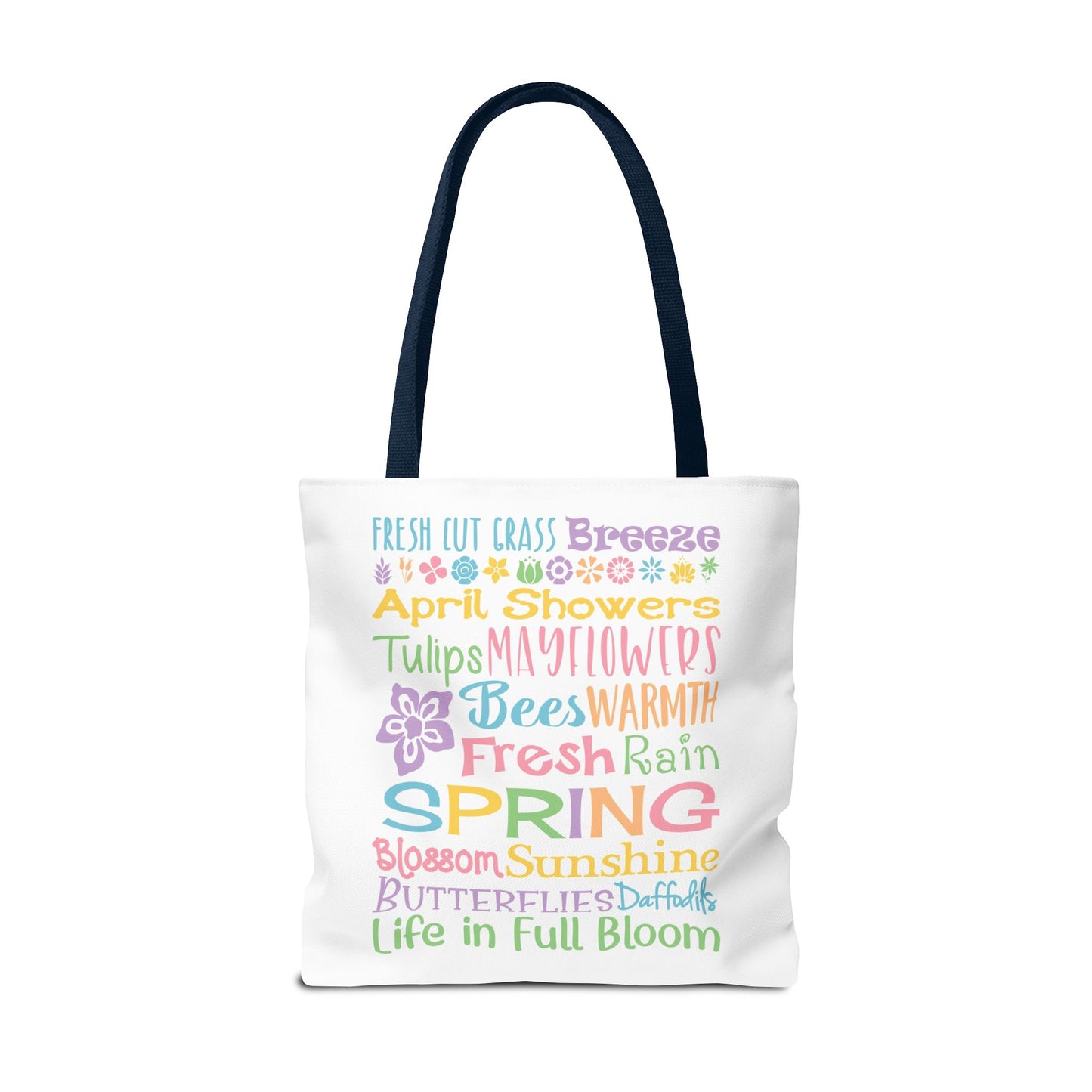 Spring Words Tote Bag — Pastel Floral Typography Tote