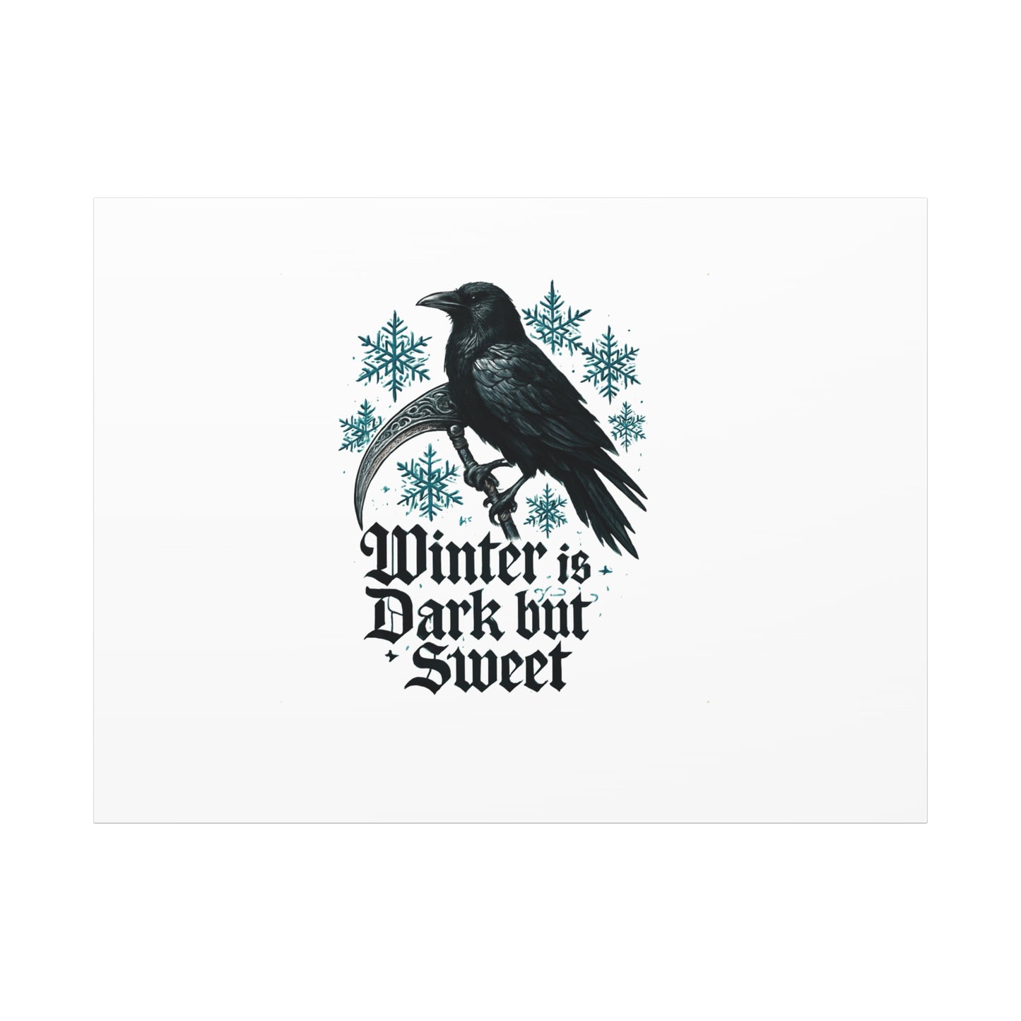 Raven Winter Canvas Art — “Winter is Dark but Sweet” Stretched Matte Print