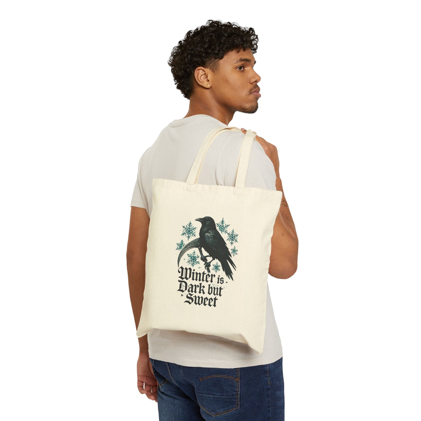 Tote Bag — "Winter is Dark but Sweet" Raven Canvas Tote
