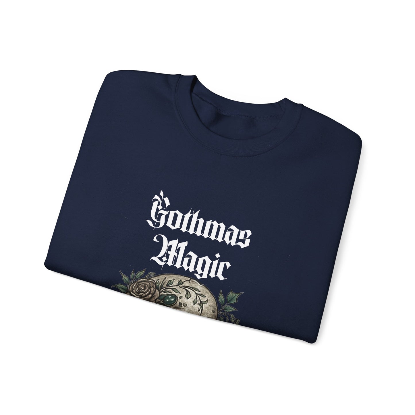 Crewneck Sweatshirt — Gothmas Magic Skull & Roses Holiday Gothic Pullover