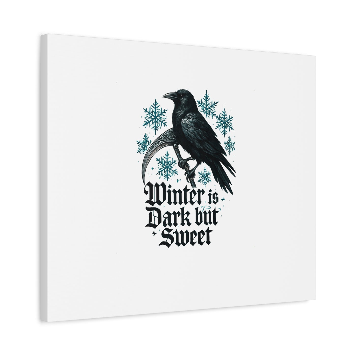 Raven Winter Canvas Art — “Winter is Dark but Sweet” Stretched Matte Print