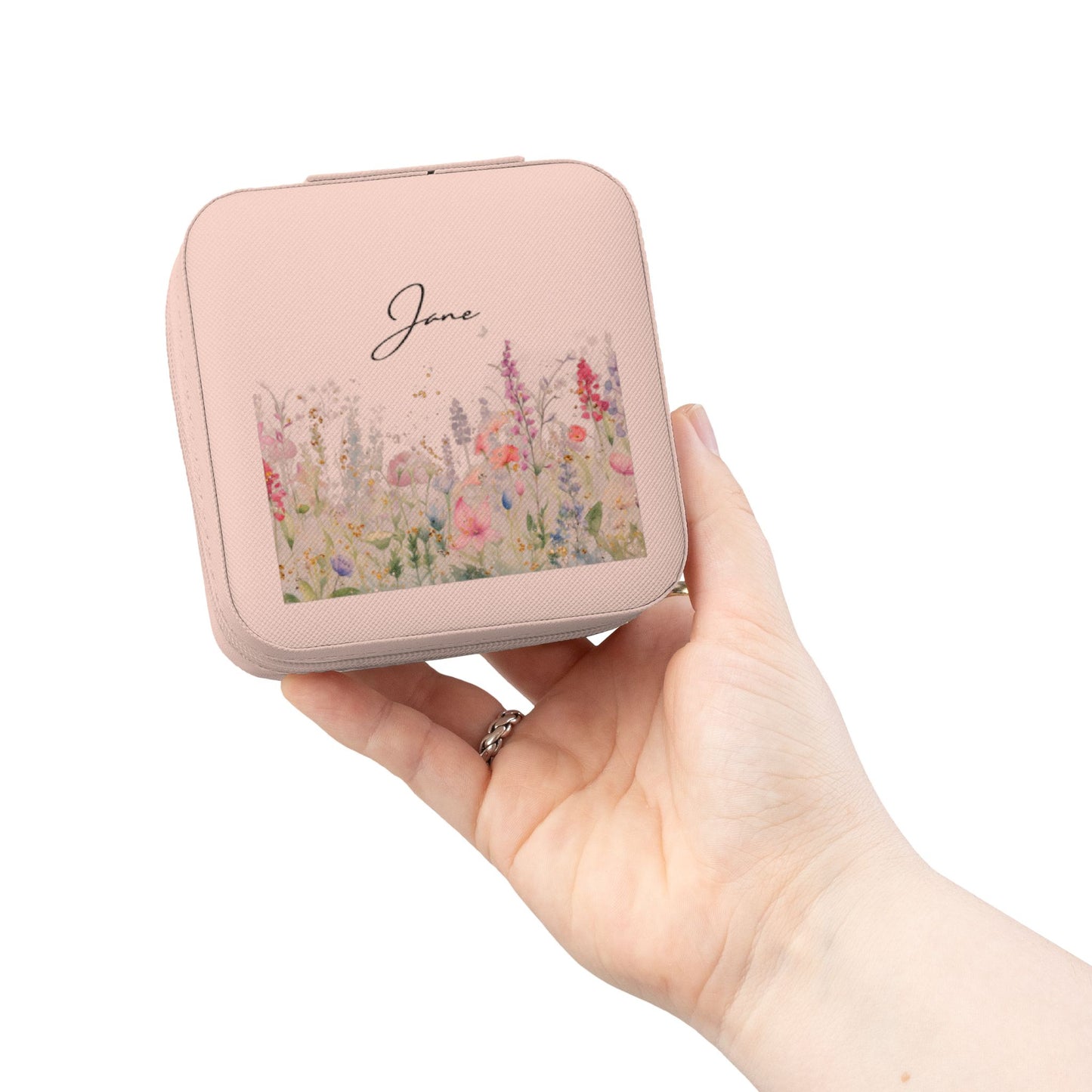 Floral Petite Jewelry Travel Case — Compact Organizer for Rings, Earrings & Necklaces