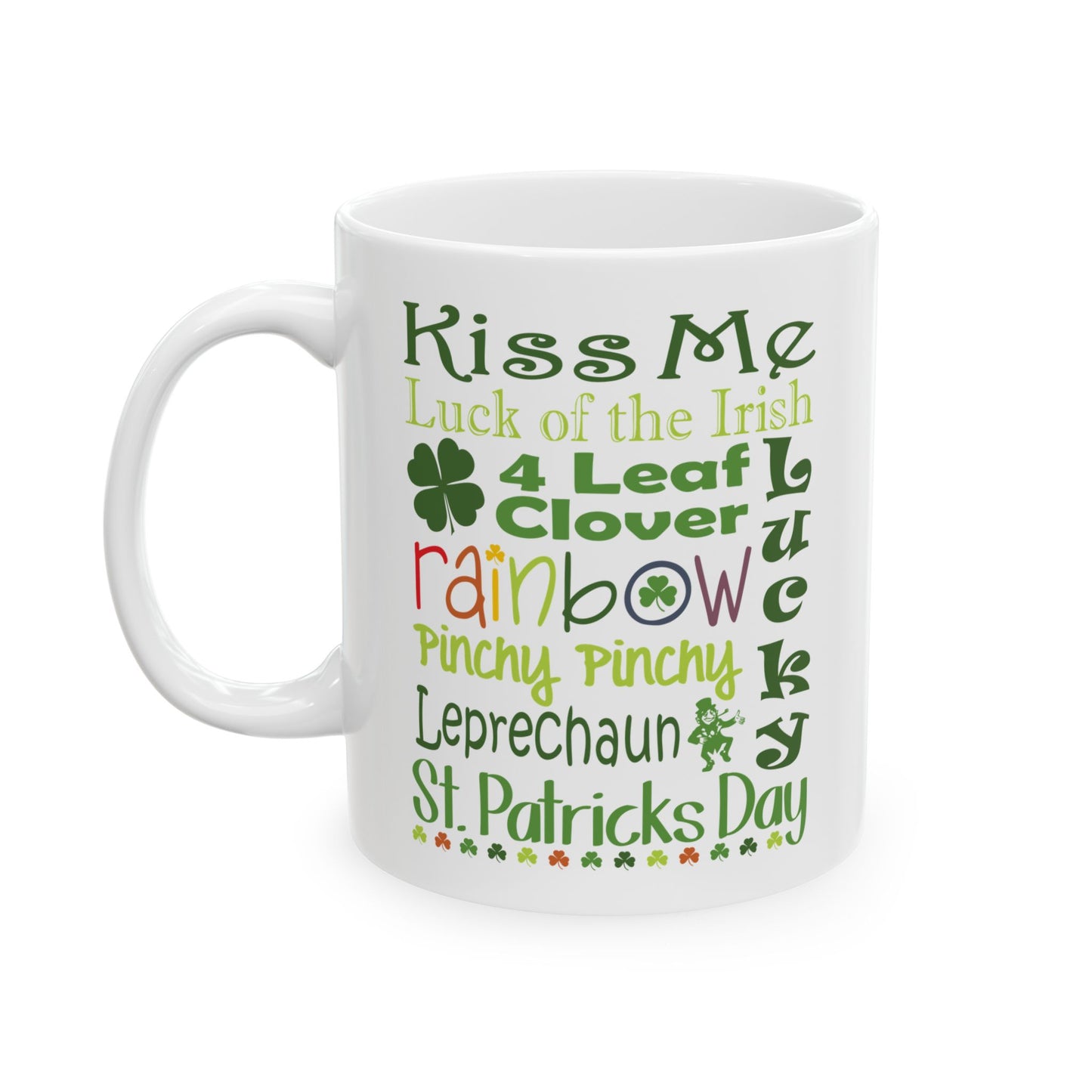 St. Patrick's Day Word Cloud Riot White Ceramic Mug — 11oz & 15oz