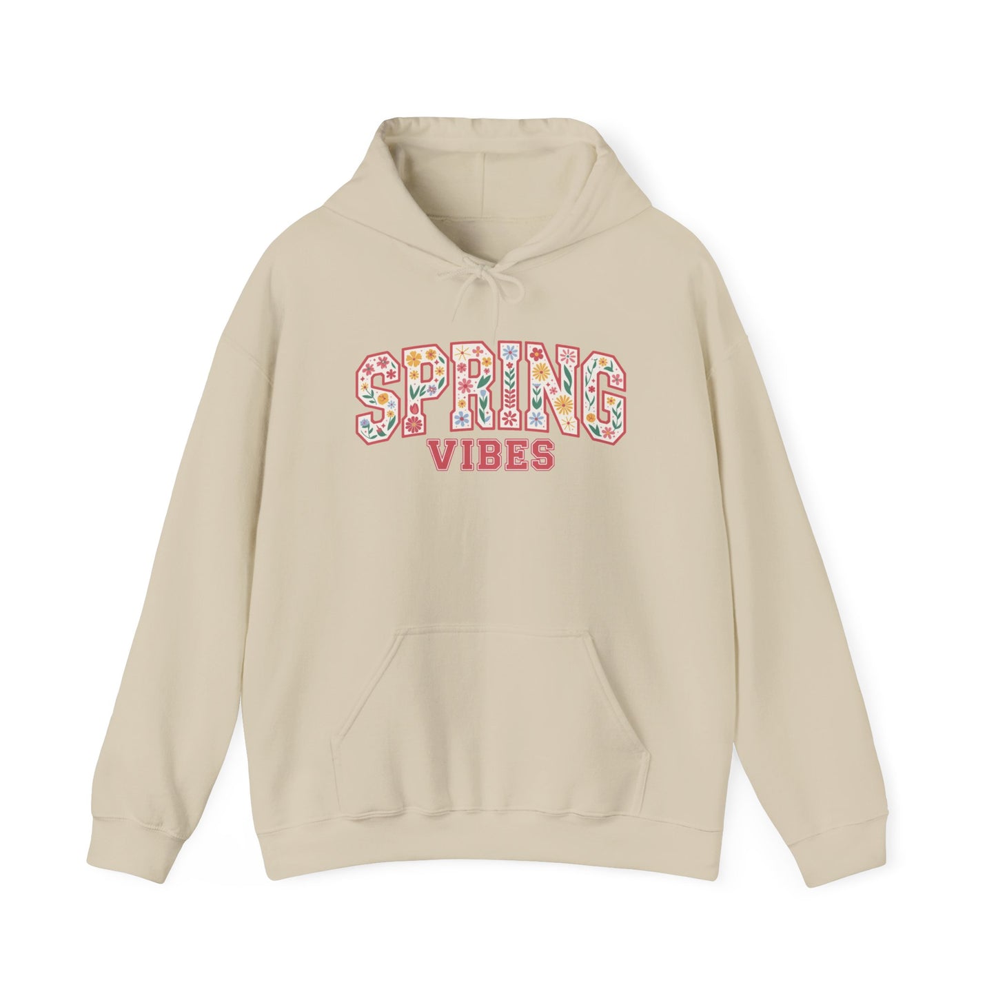 Spring Vibes Hoodie — Floral Pattern Graphic Hooded Sweatshirt