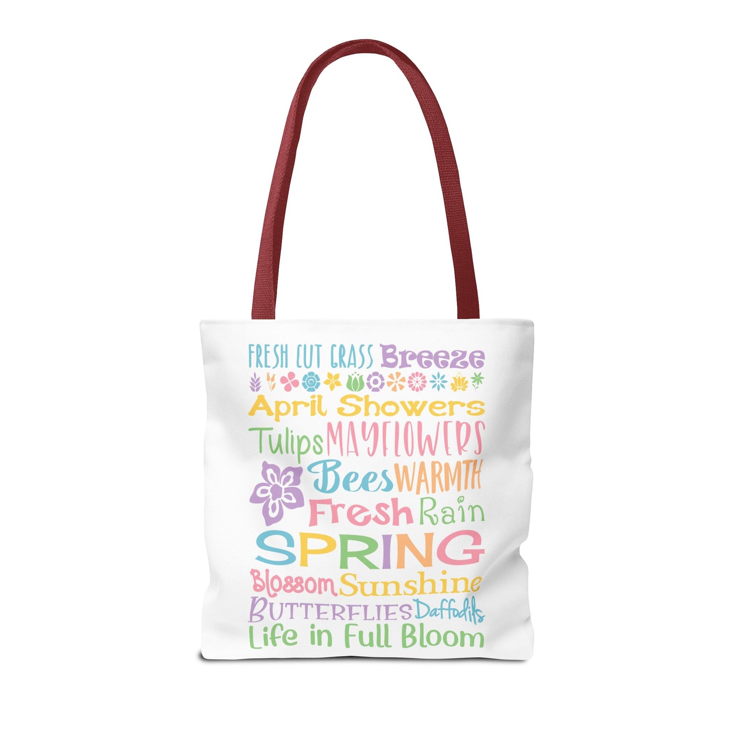 Spring Words Tote Bag — Pastel Floral Typography Tote