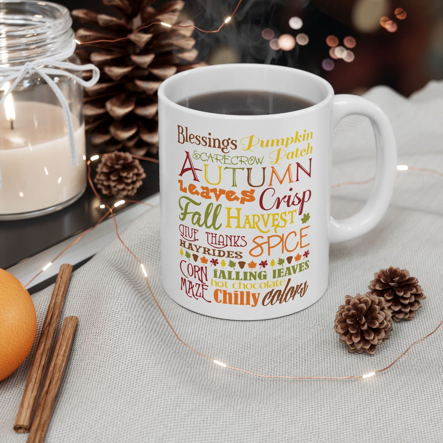 Autumn Blessings Ceramic Mug - Fall-Inspired 11oz & 15oz Coffee Cup for Cozy Moments
