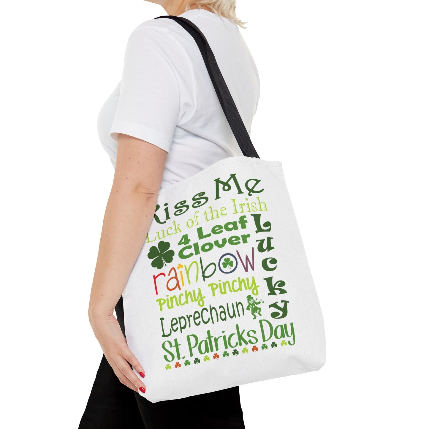 St. Patrick's Word Riot White Tote Bag — Bold Typographic Holiday Tote - 3 Sizes