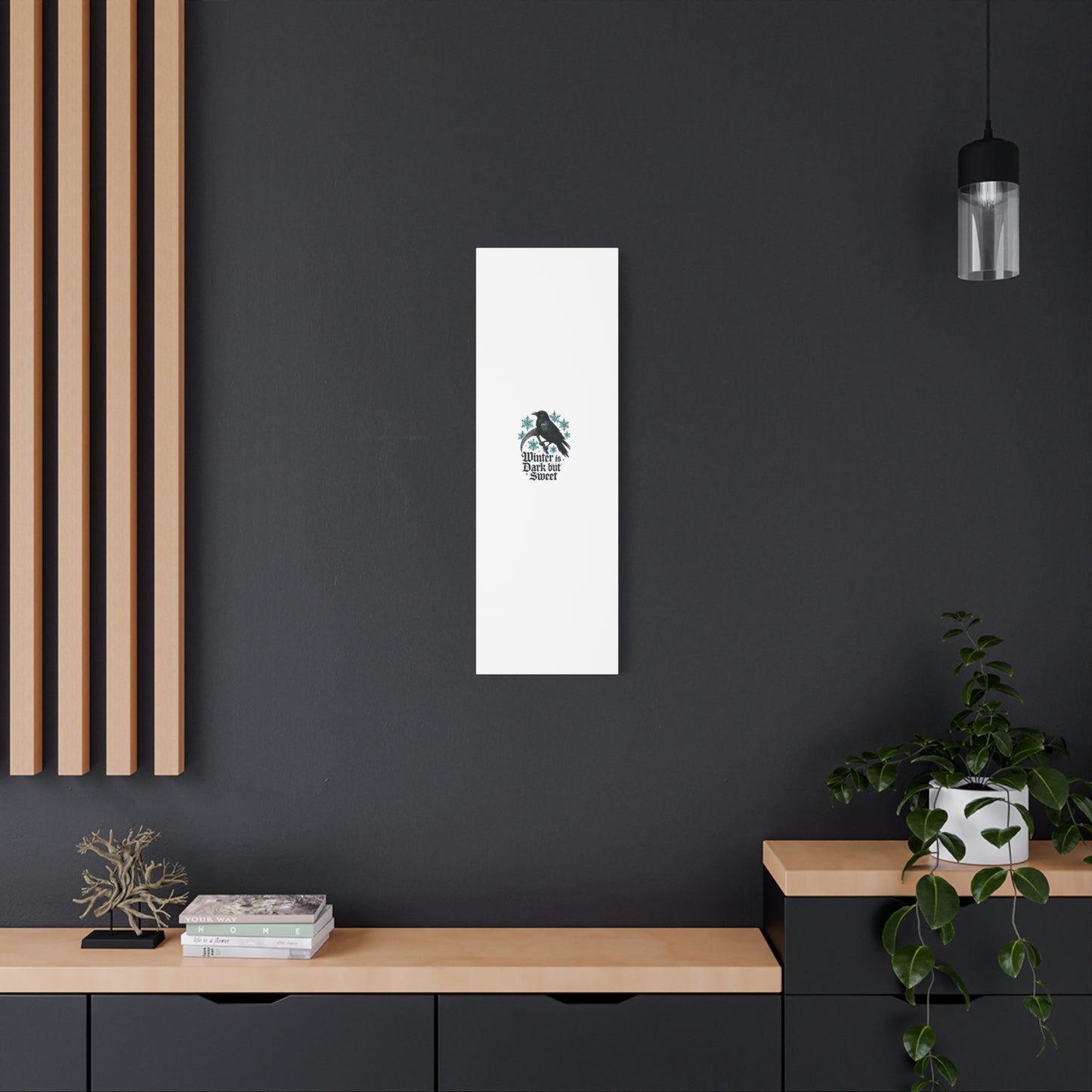 Raven Winter Canvas Art — “Winter is Dark but Sweet” Stretched Matte Print